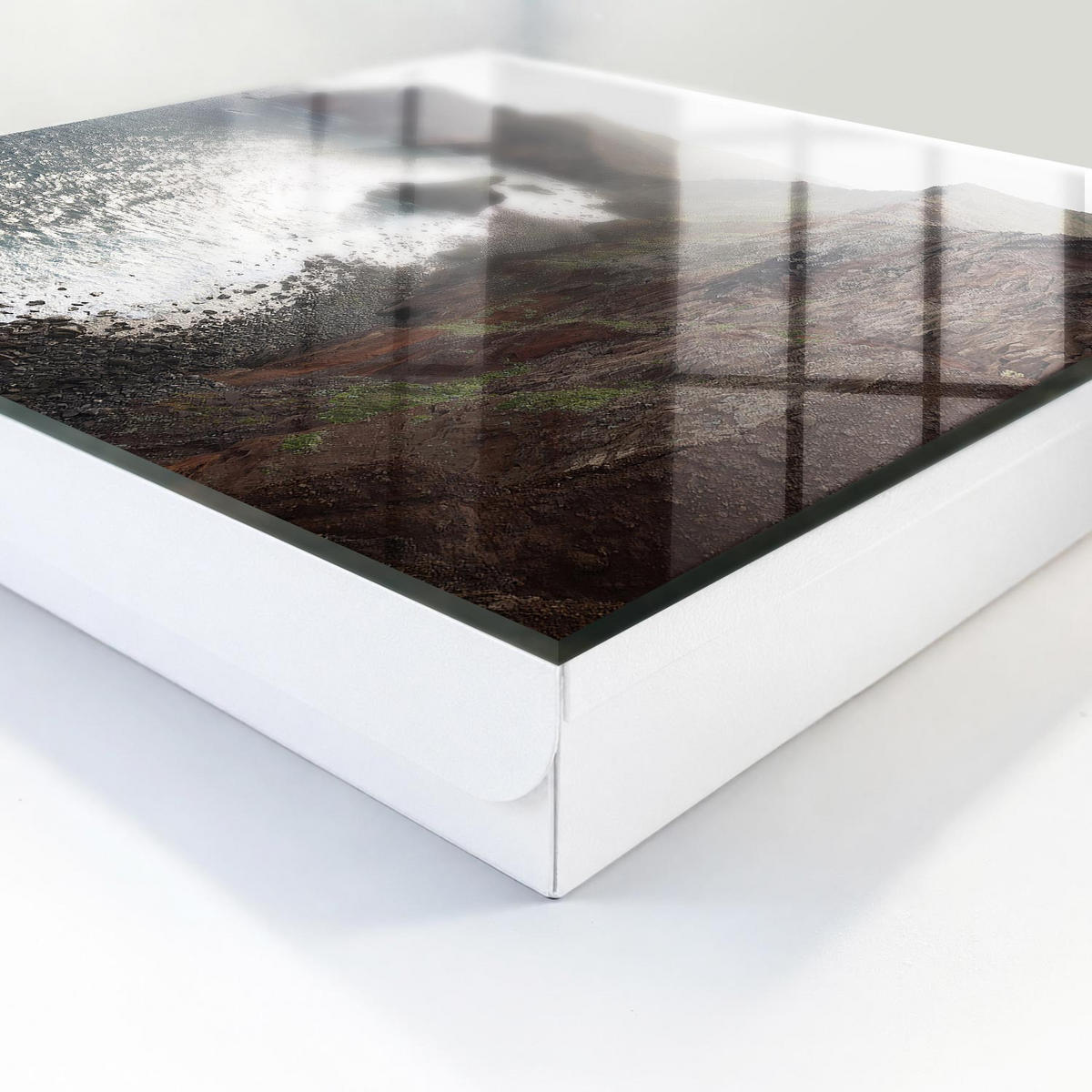 SCHLÜSSELBOX Weiß 30x30 cm – Türöffnung nach rechts - Meeresklippen - Braun, Metall (30/30/5cm) - TULUP