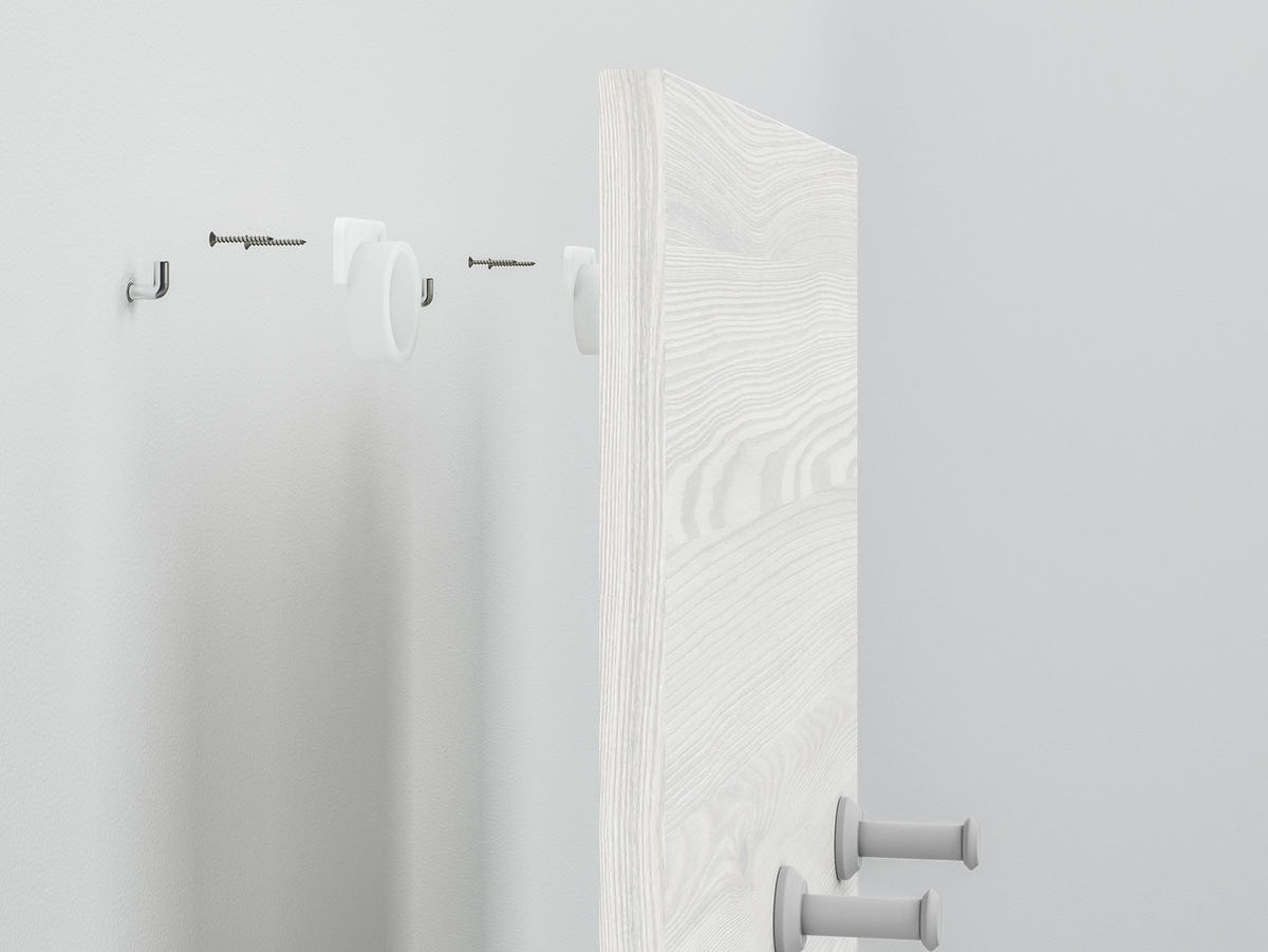 GARDEROBE Hyga Pinie weiß / anthrazit 3-teilig - Weiß/Grau, Holz/Holzwerkstoff (70/149/34cm) - Feldmann-Wohnen