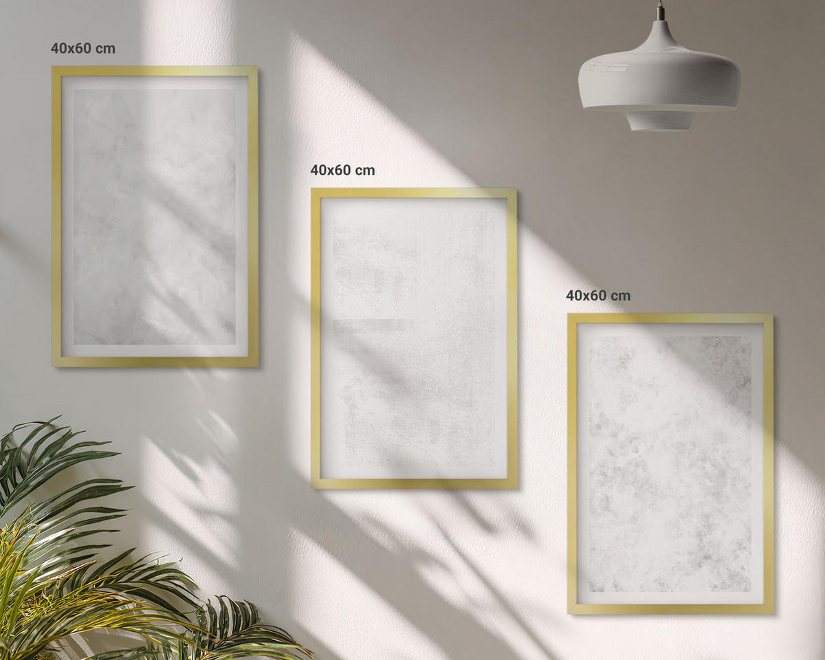 BILDER SET 3er Set - 40x60 cm Goldrahmen - Minimalistischer Hintergrund mit weißen Punkten - Goldfarben, Kunststoff (40/60cm) - TULUP