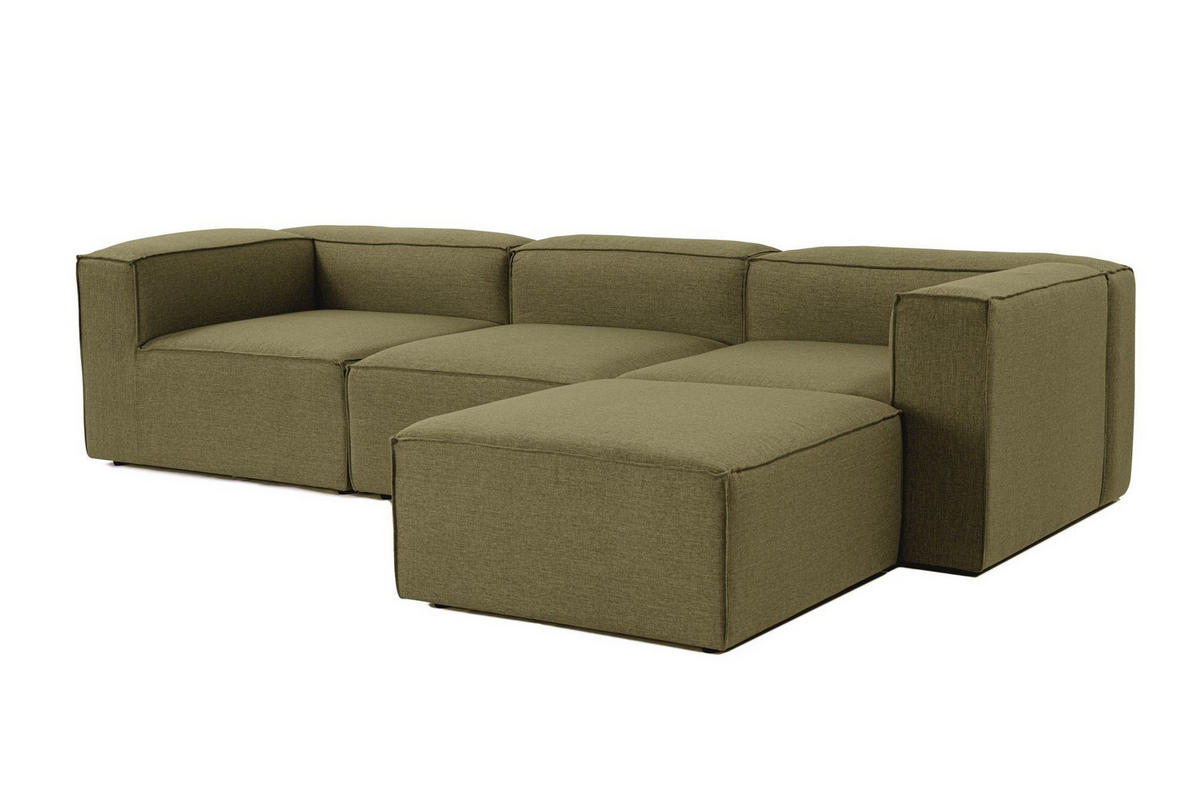 ECKSOFA beidseitig montierbar - Salbeigrün/Schwarz, Holz/Kunststoff (296/185cm) - myHomelando