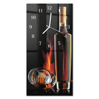 WANDUHR 30x60 cm - Abstraktion - Schwarz, Glas (30/60/0.4cm) - TULUP