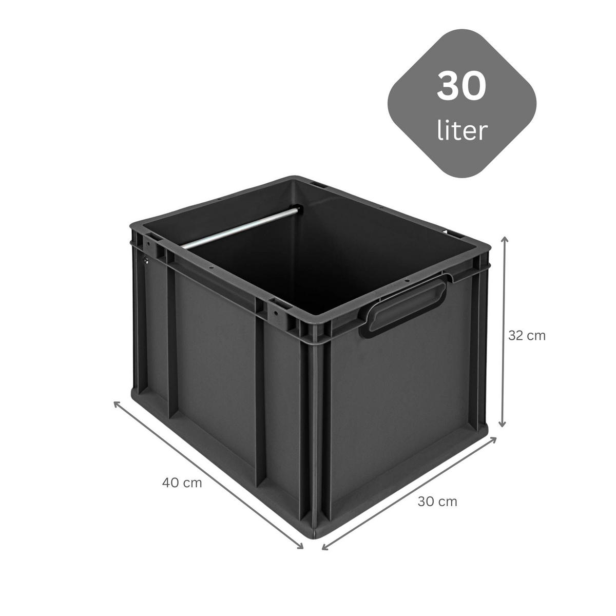 HÄNGEREGISTERBOX NextGen, HxBxT 32x30x40cm, 30 Liter, Griffe schwarz geschlossen, Schwarz - Schwarz, Kunststoff (30/32/40cm) - PROREGAL