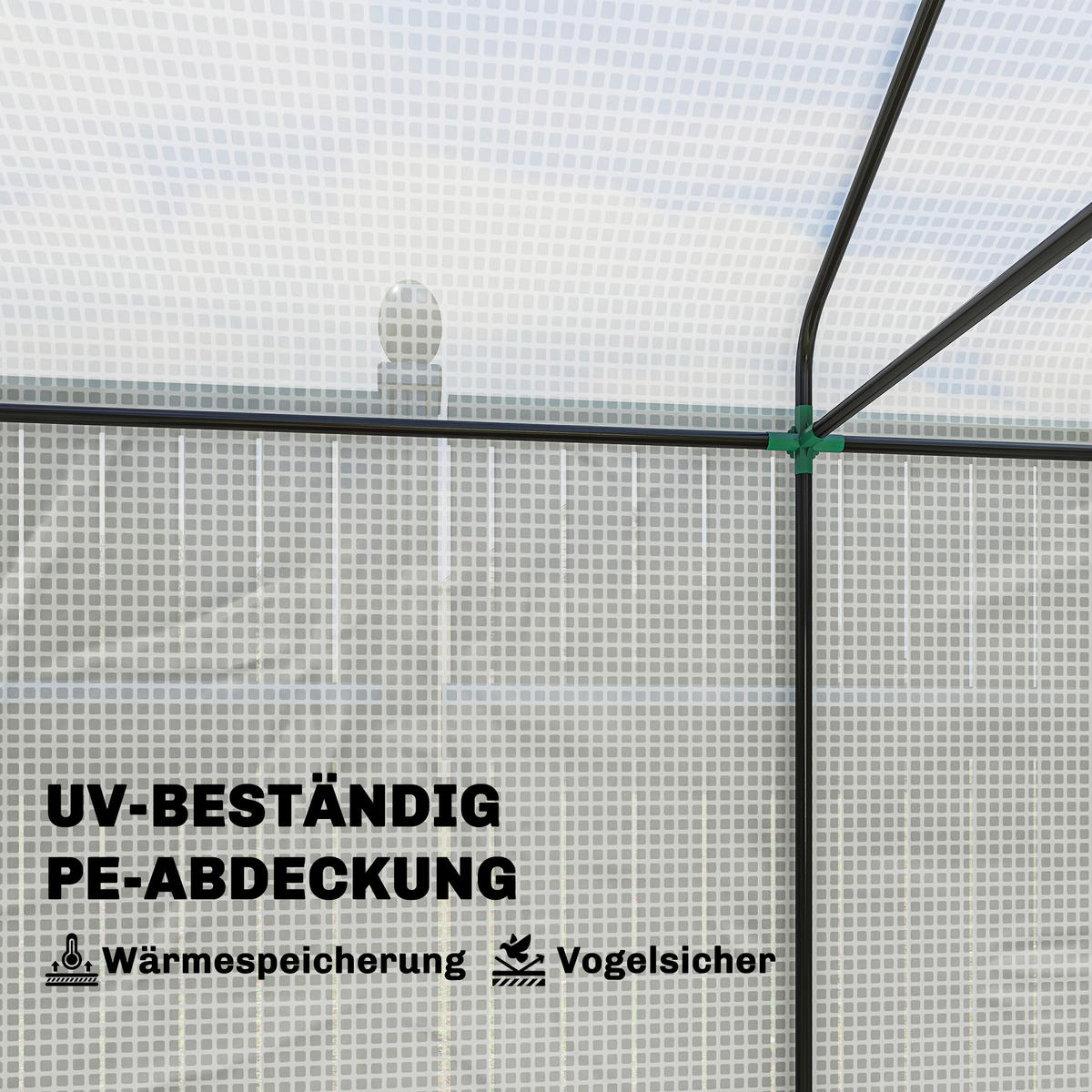FOLIENGEWÄCHSHAUS Stahl PE Weiß - Weiß, Kunststoff (140/200/200cm) - Outsunny