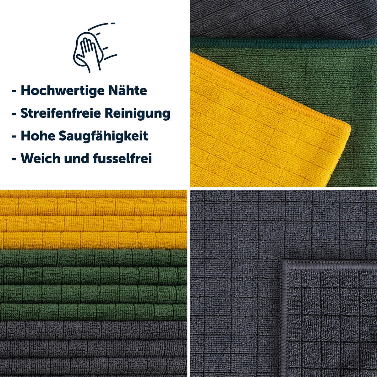 MIKROFASERTÜCHER Lyskraft 8er-Set, 30x40 cm, Multicolor - Multicolor, Textil (30/40cm) - Blumtal