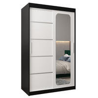 SCHWEBETÜRENSCHRANK 200/120/62 2-türig - Silberfarben/Schwarz, Holz/Kunststoff (120/200/62cm) - Abiks Möbel