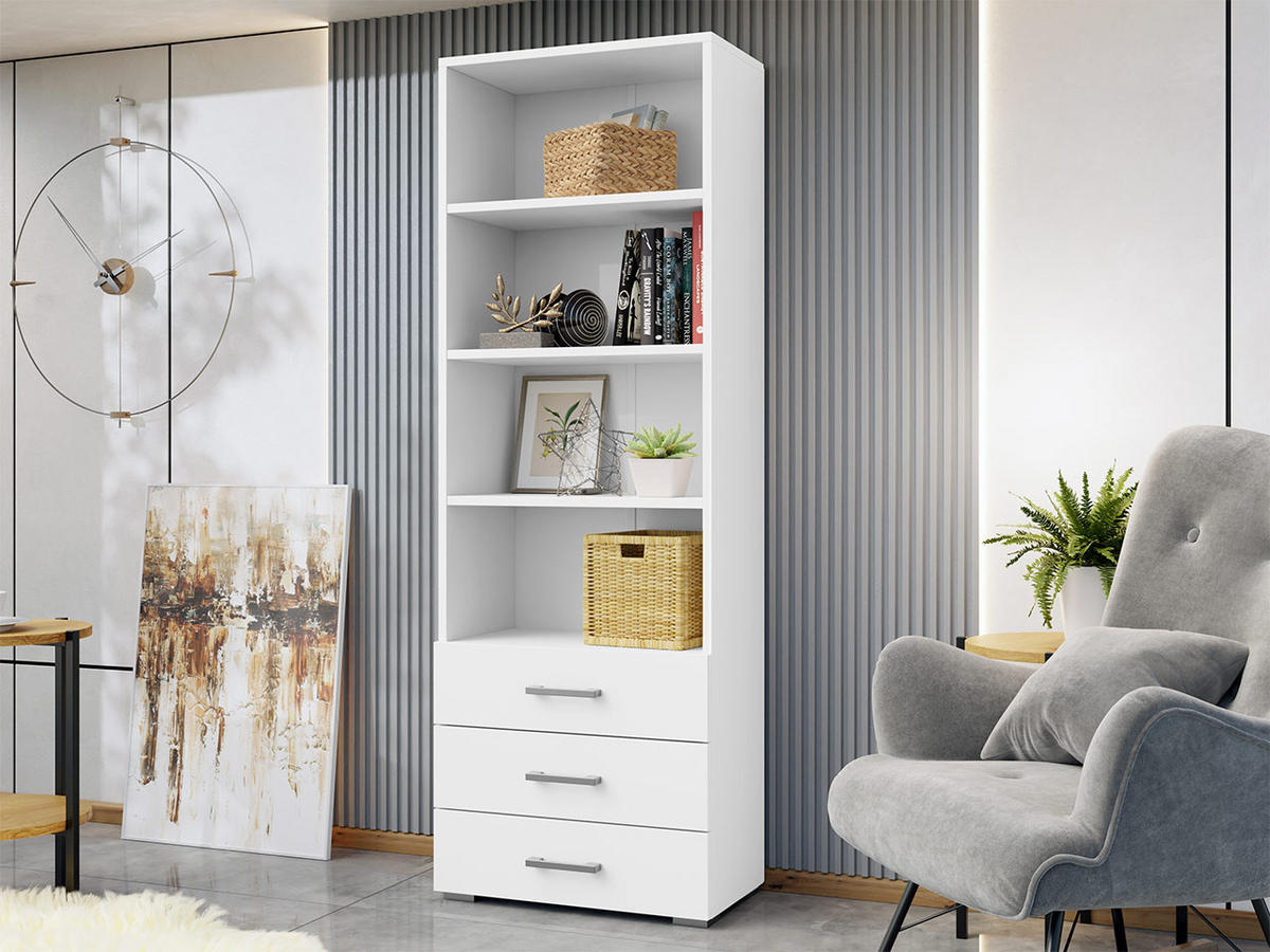 BÜCHERREGAL Gimren 3SZ - Hellgrau/Weiß, Holzwerkstoff/Kunststoff (63/190/35cm) - MIRJAN24
