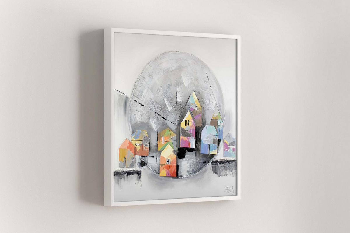 OLEJOMALBA 80/80 cm, Město a architektura - šedá, dřevo/textil (80/80cm) - KUNSTLOFT