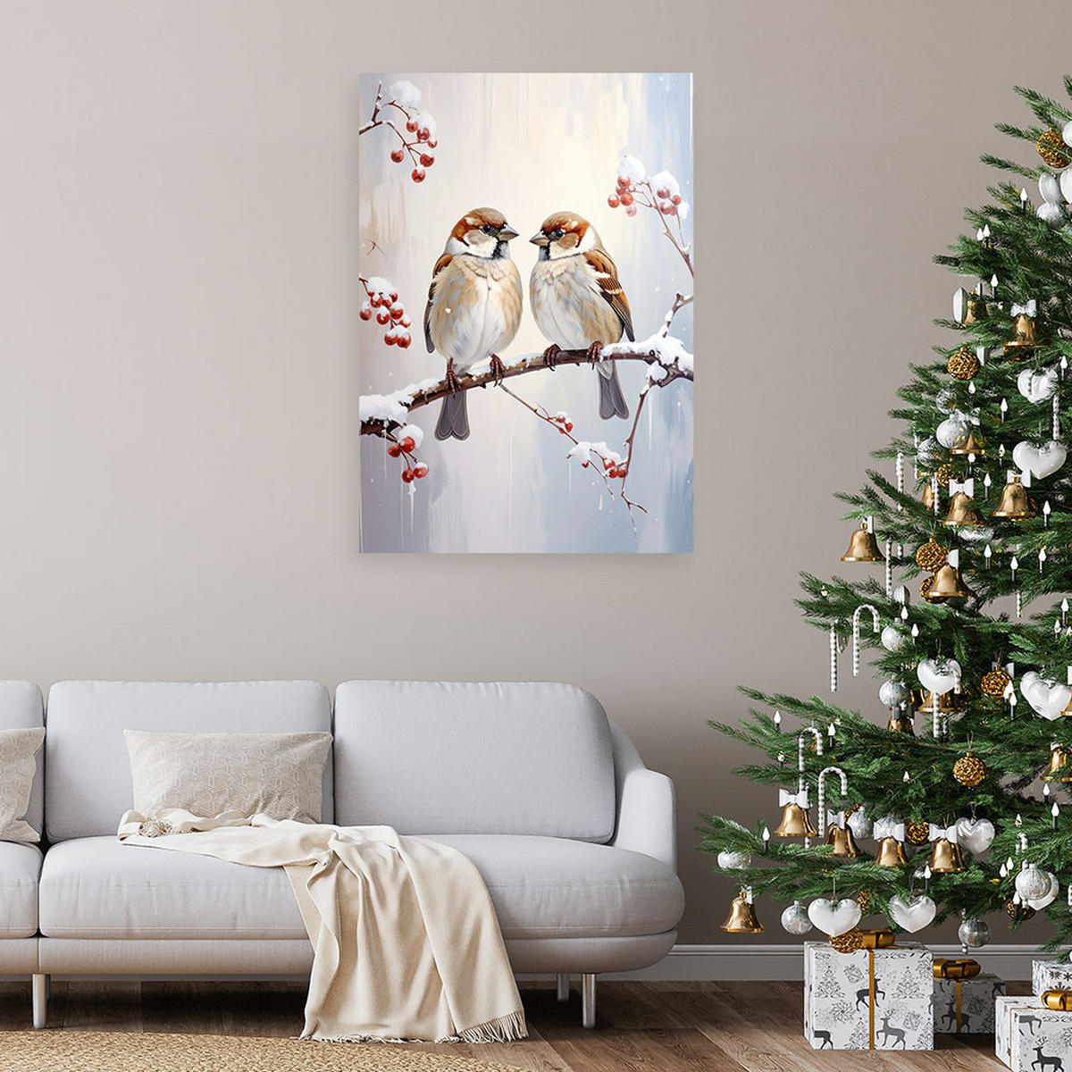 LEINWANDBILD Weihnachten 20x30cm - Grau, Textil (20/30cm) - Feeby