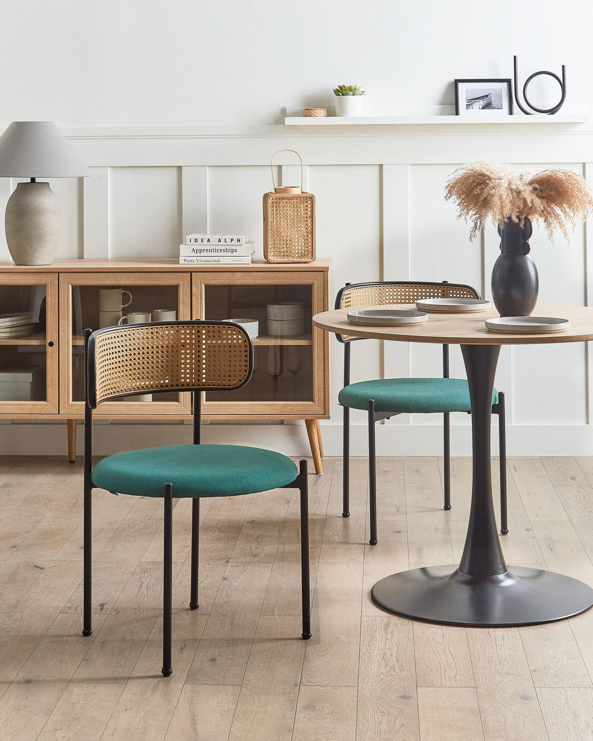 ESSZIMMERSTUHL 2er-Set Schwarz Andover - Schwarz/Braun, Metall (50/75/50cm) - Beliani