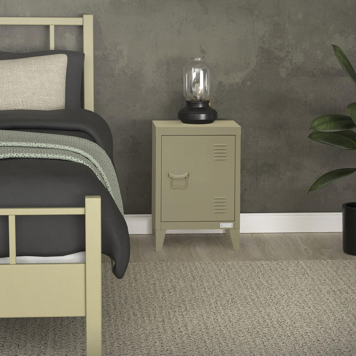 NACHTTISCH Olive 40x30x58 cm aus Stahl - Olivgrün, Metall (40/58/30cm) - ML-DESIGN