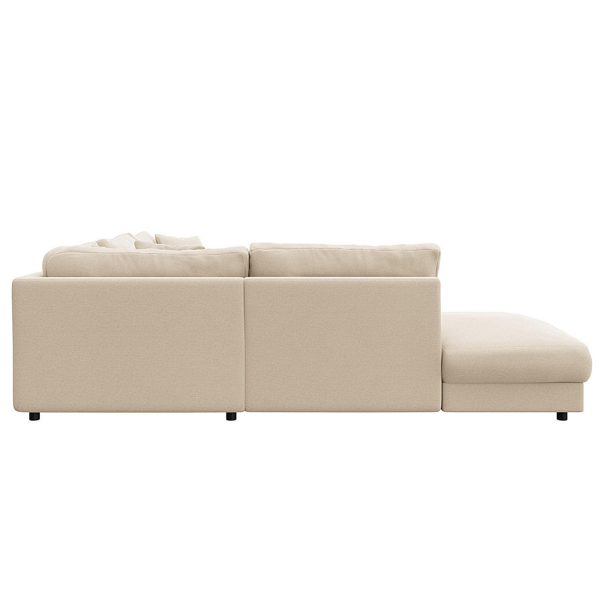 ECKSOFA mit Ottomane - Beige/Schwarz, Holz/Kunststoff (267/254cm) - home24