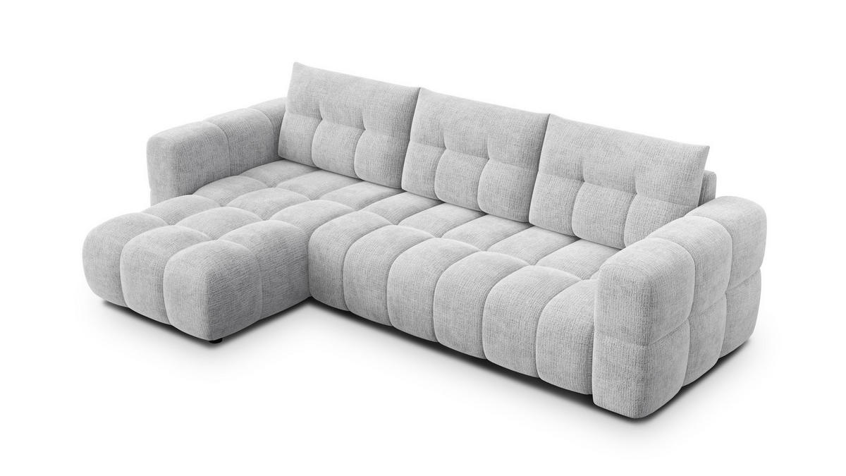 ECKSOFA CLOUDI 4-Sitzer links, hellgrau - Hellgrau/Schwarz, Holz/Textil (294/160cm) - Courtois Laville
