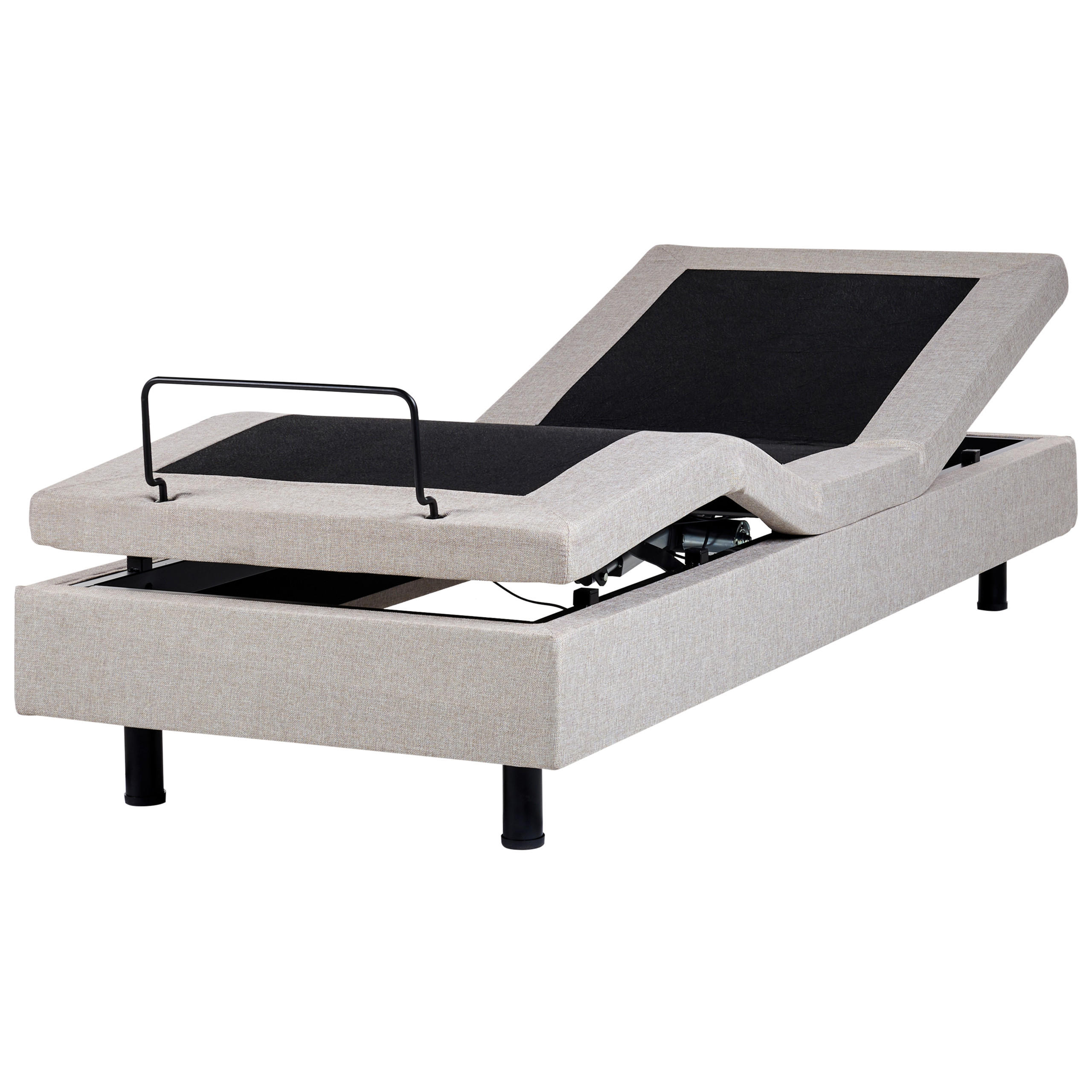 VERSTELLBARES-BETT 90/200 cm Beige Duke - Beige/Schwarz, Textil (90/200cm) - Beliani