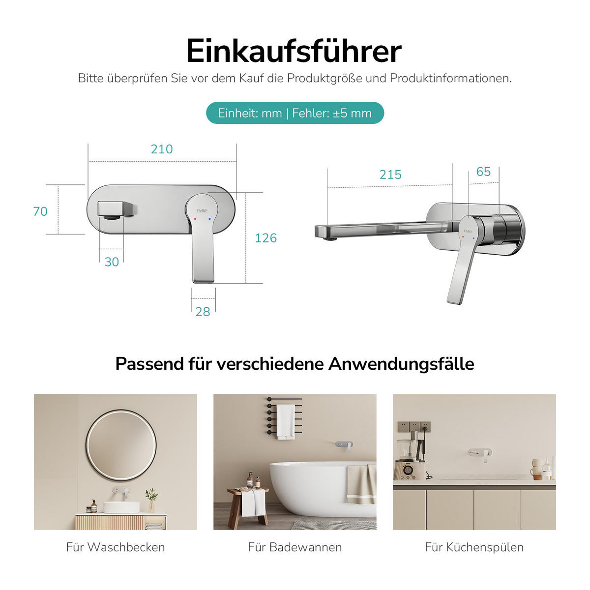 WASCHTISCHARMATUR mit Luftsprudler Messing verchromt - Chromfarben, Metall (21/7/28.8cm) - EMKE