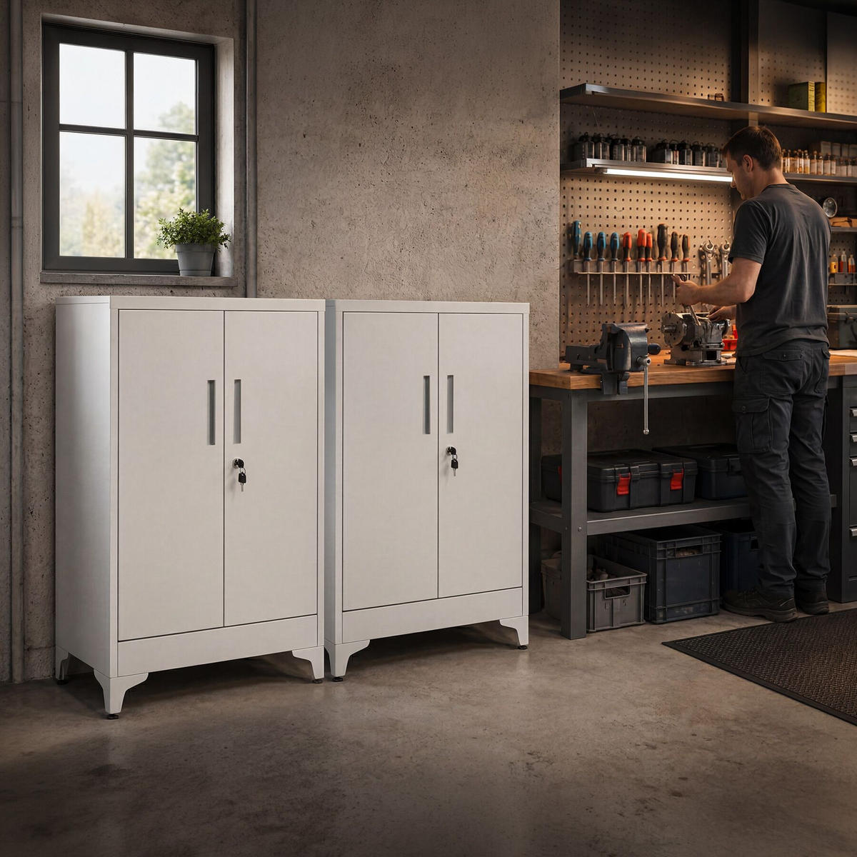 AKTENSCHRANK Blake, Kippschutz, höhenverstellbare Füße, grau - Grau, Metall (60/100/40cm) - tectake