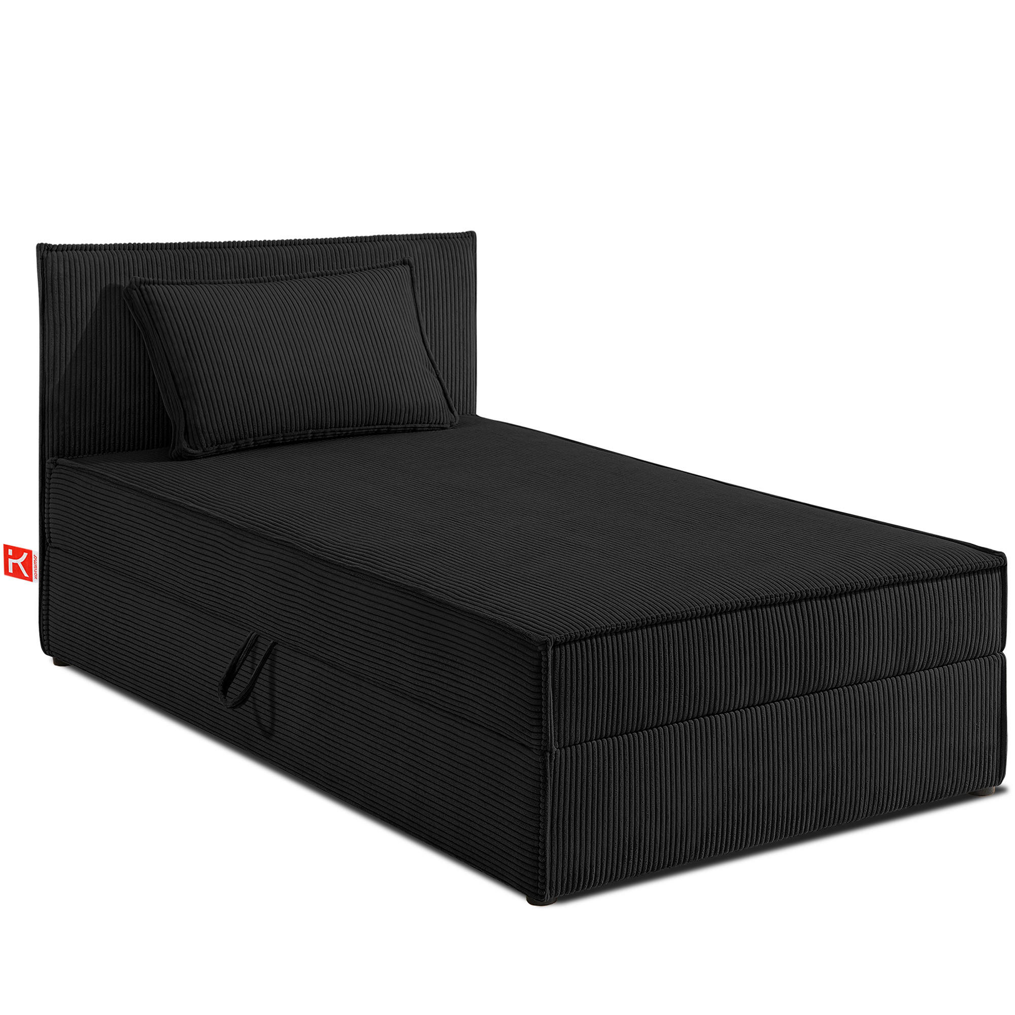BOXSPRINGBETT ROTI Einzelbett, schwarz - Schwarz, Holz/Holzwerkstoff (90/200cm) - KONSIMO®