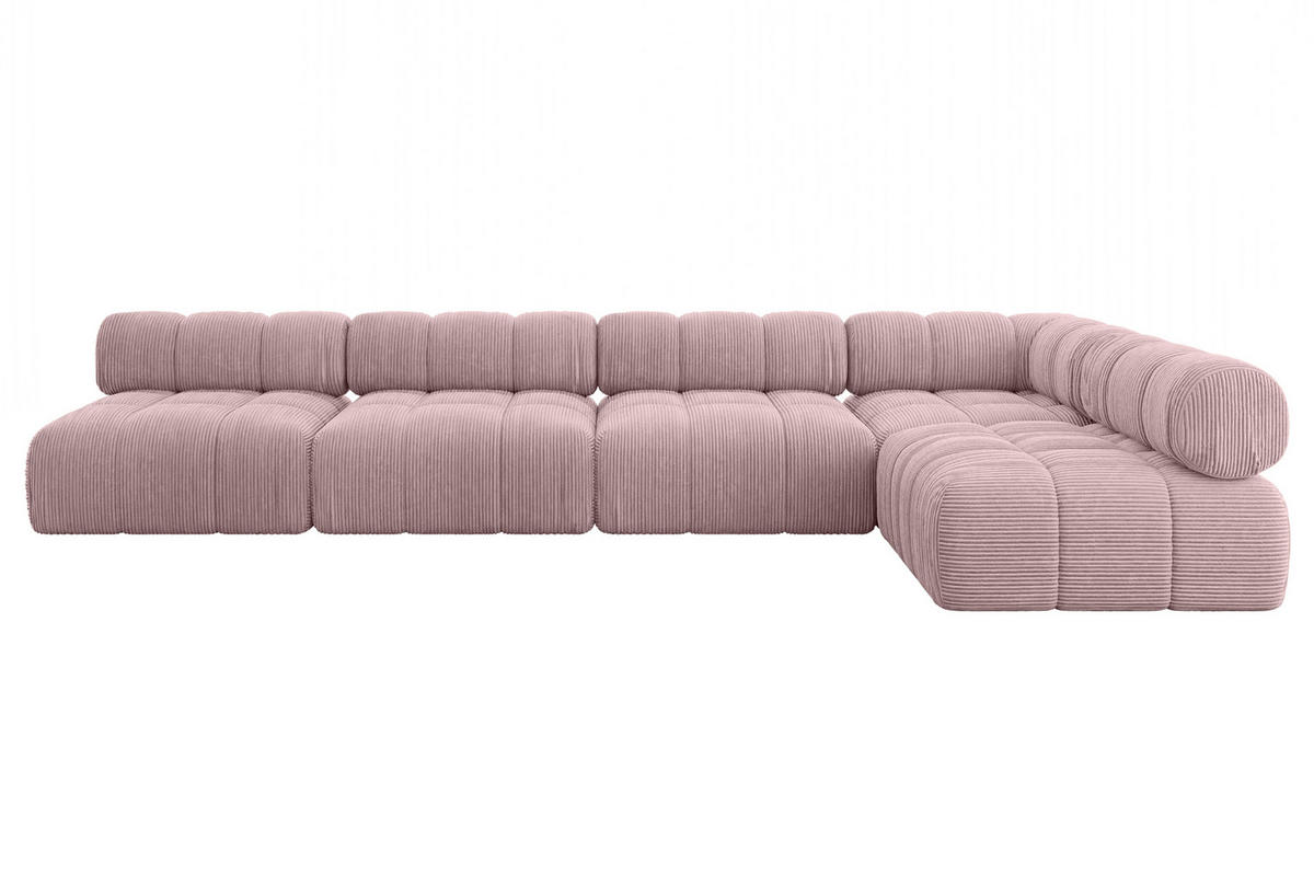 ECKSOFA modulares Sofa Samaro-L3 - 380x190x70 cm Rosa Cord - Rosa, Holzwerkstoff/Textil (380/190cm) - ALTDECOR