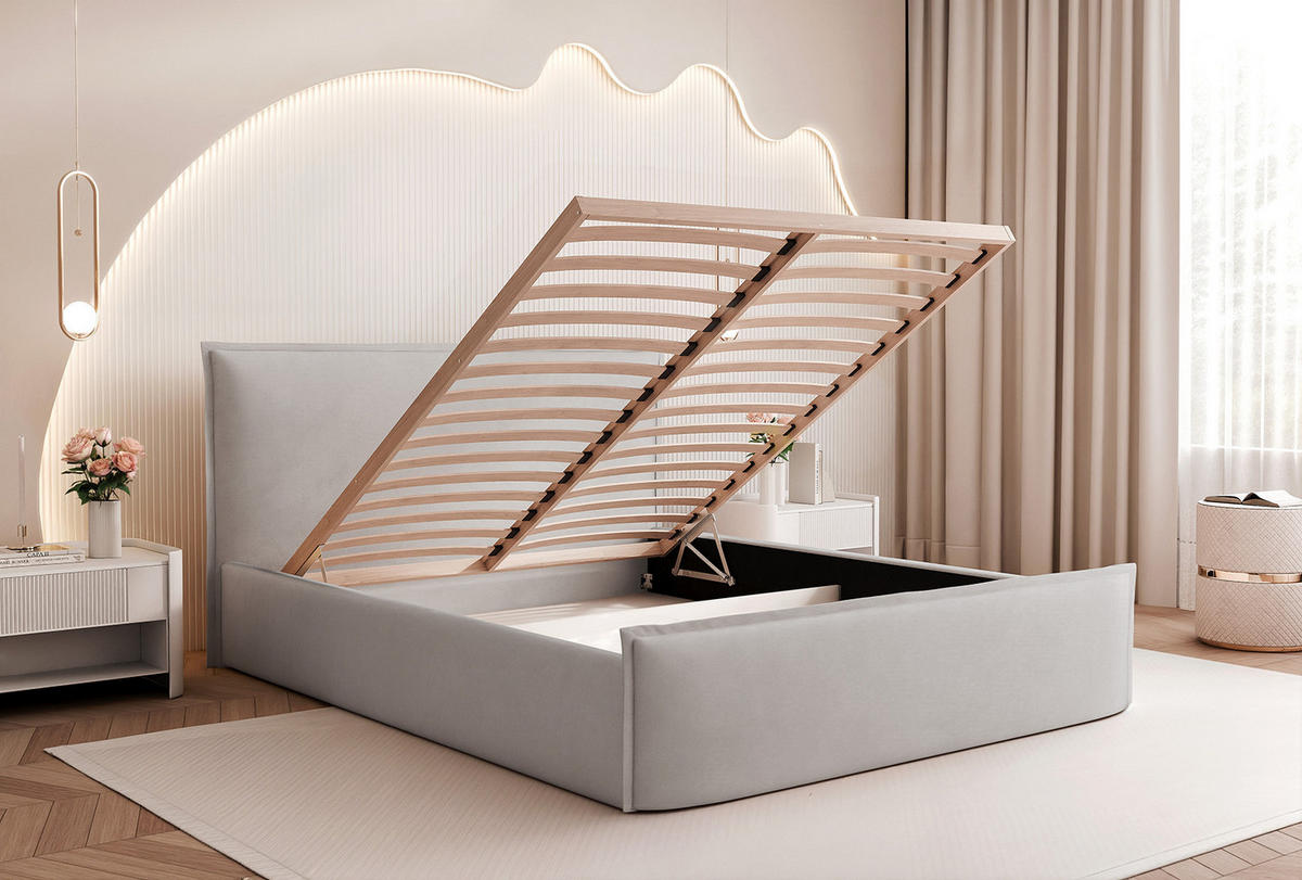 POLSTERBETT ALLBION 180x200 cm, Taupe - Taupe, Textil (200/180cm) - Fedve