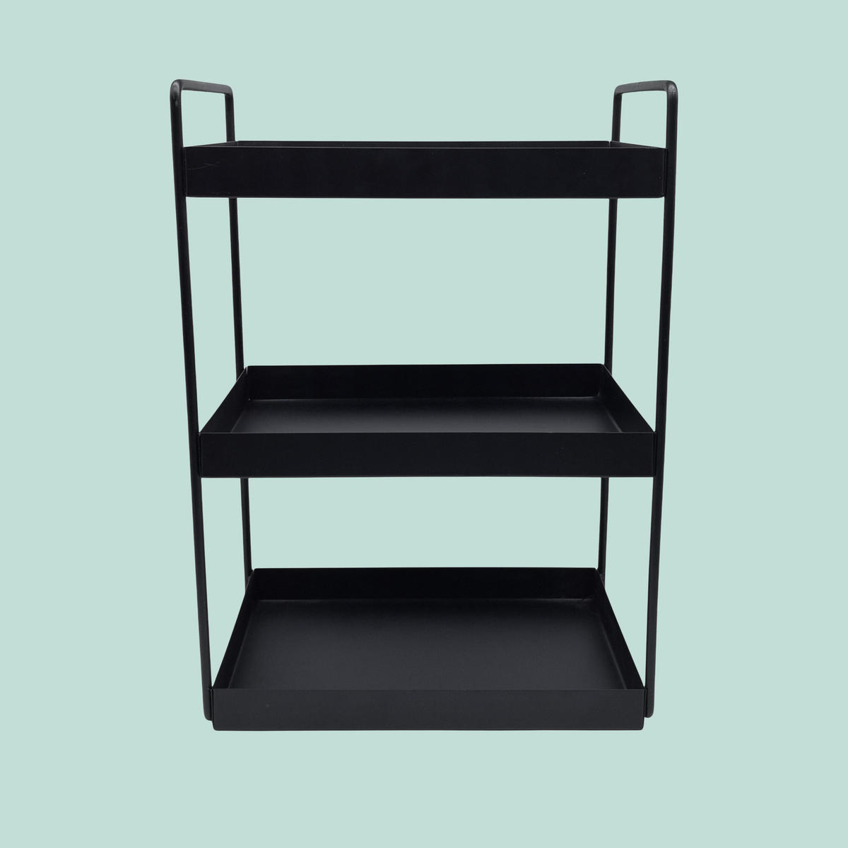 POLICA na koreniny - čierna, kov (26/44/18cm) - Relaxdays