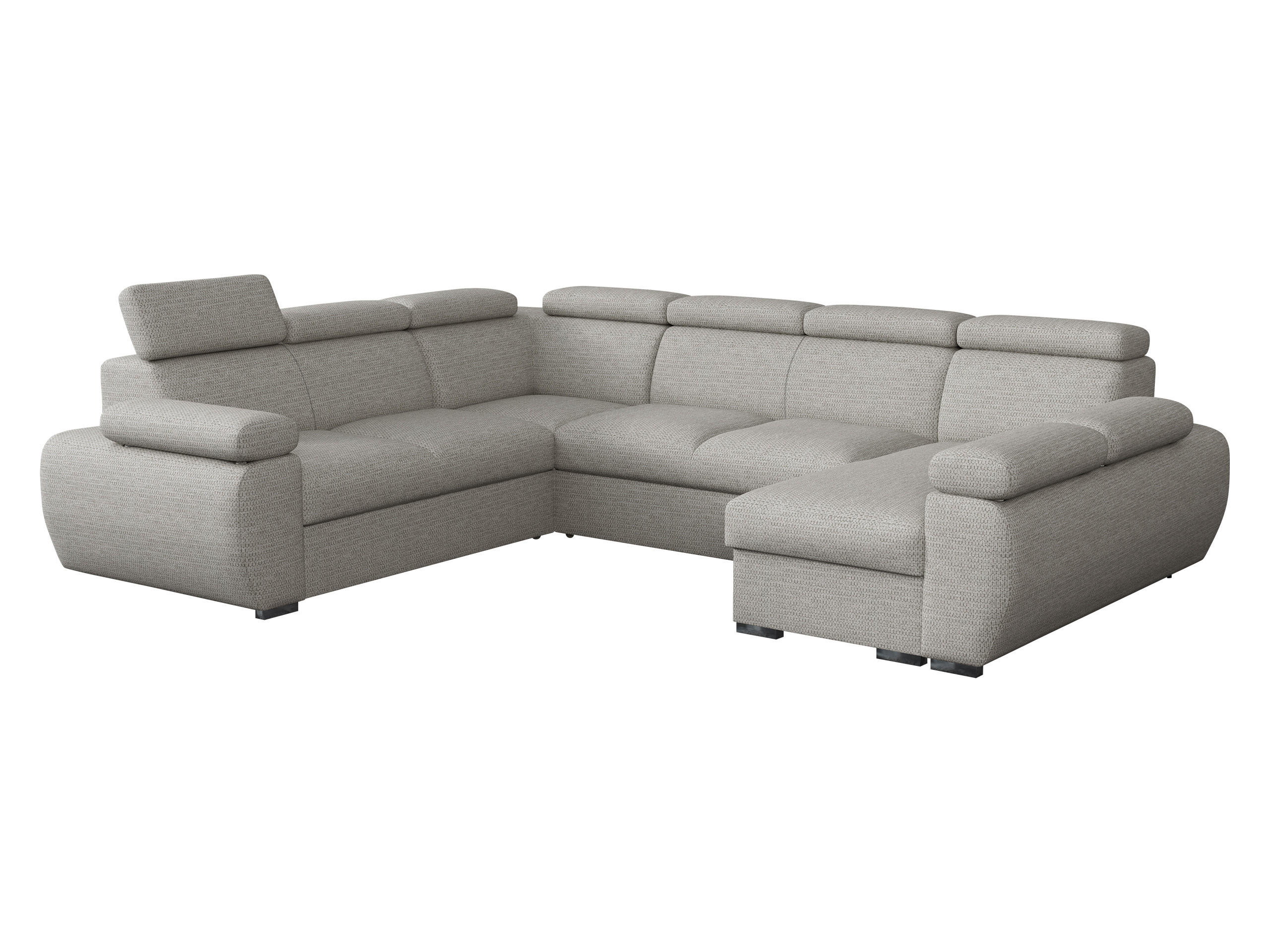 WOHNLANDSCHAFT Boston U, Seite: Rechts - 2R+R+2P+LC - Chromfarben/Greige, Holz/Textil (325/98/260cm) - MIRJAN24