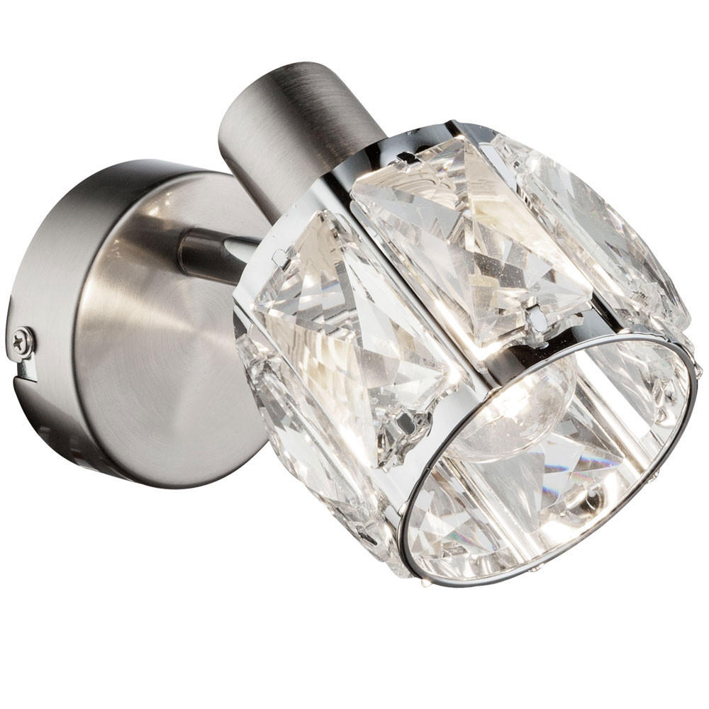 WANDLEUCHTE KRIS Silber Kristalloptik - Silberfarben, Glas (9.2/12.5/16cm) - Globo Lighting