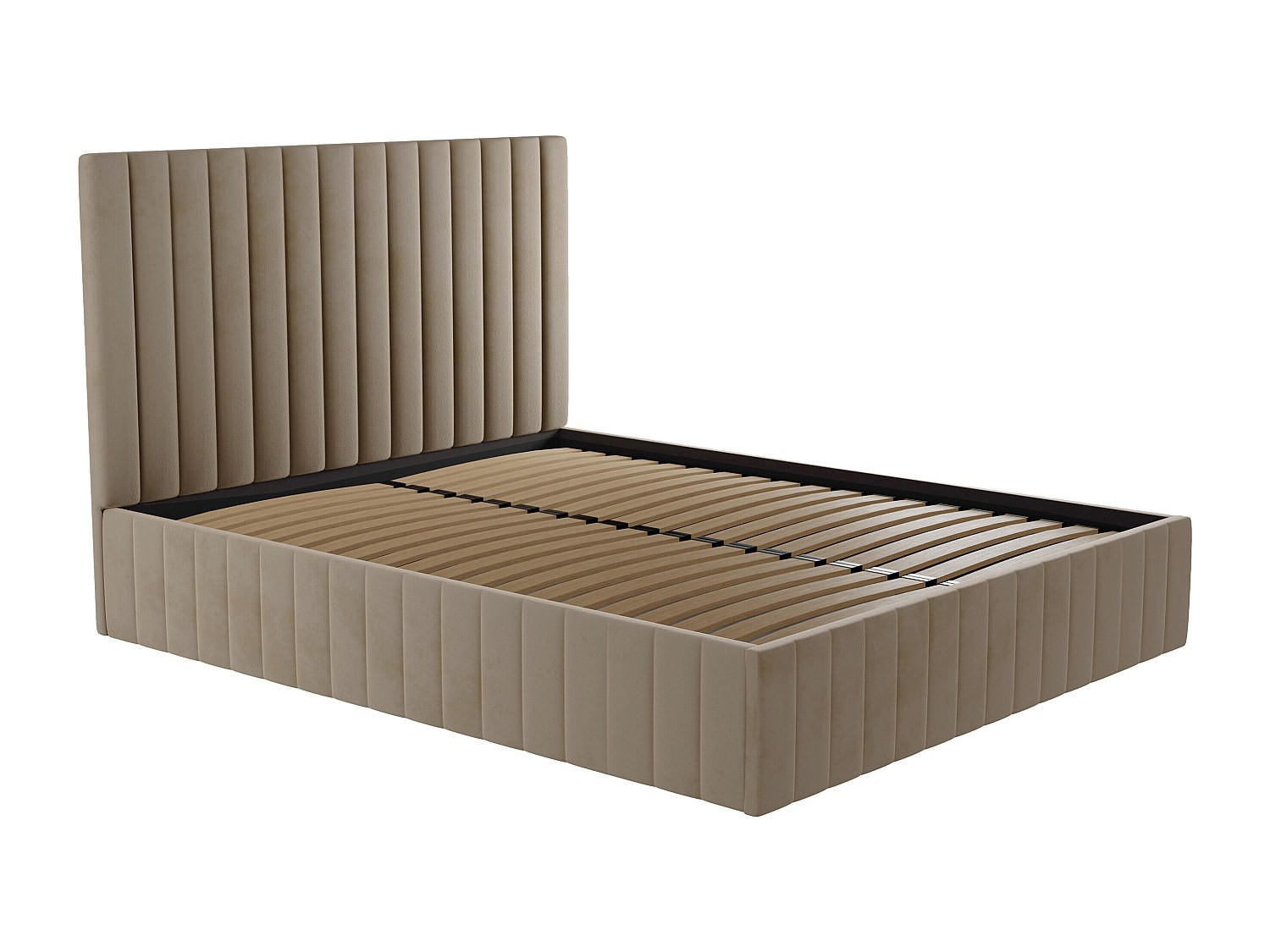 BETT mit Bettkasten - 2 Personen - Samt, Stoff - Taupe - Taupe, Textil (160/200cm) - Vente-Unique