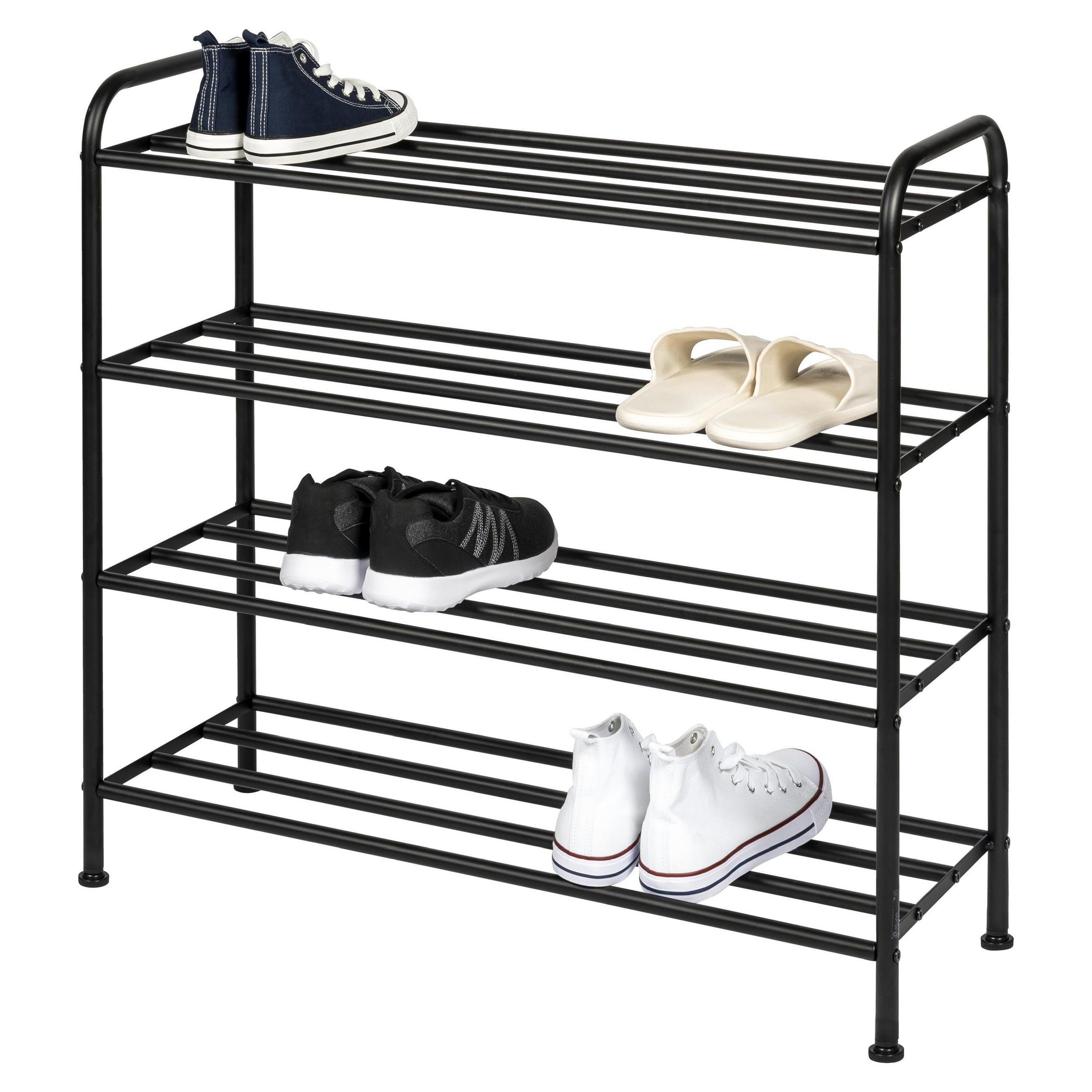 eluno Schuhregal, Schwarz 80x76.5x31 cm
