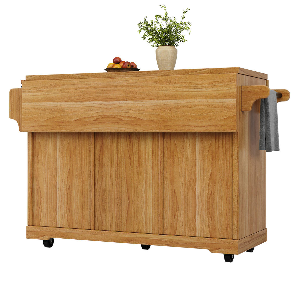 KÜCHENINSEL DE-41170 142,5/40-80/95 cm mit ausklappbaren Tischverlängerungen Dunkelbraun - Dunkelbraun, Holzwerkstoff (142.5/95/80cm) - ComfortXL