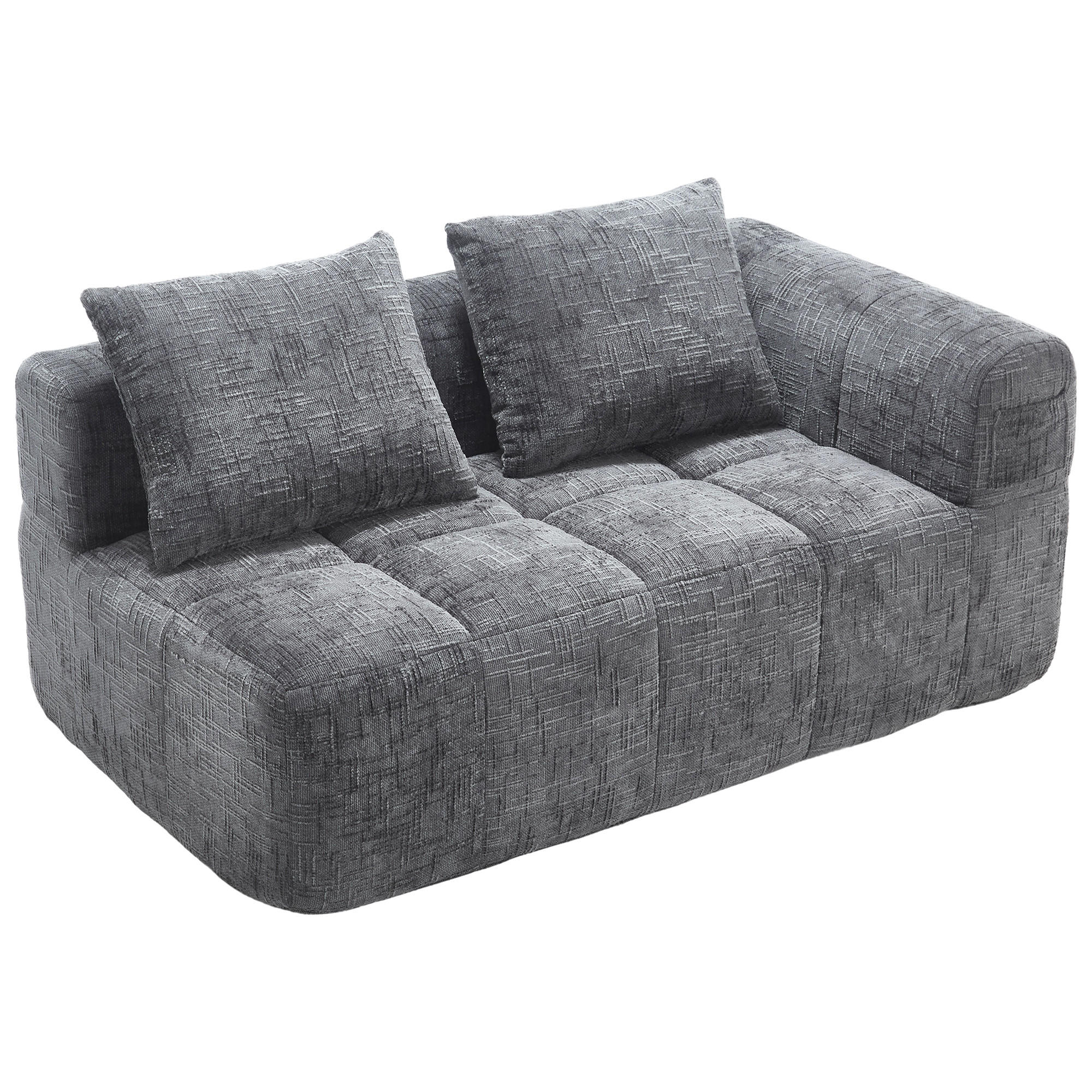 2-SITZER Sofa Chenille mit Chaiselongue und Seitentaschen 158/90/60 cm Grau - Grau, Textil (60/158/90cm) - Redom