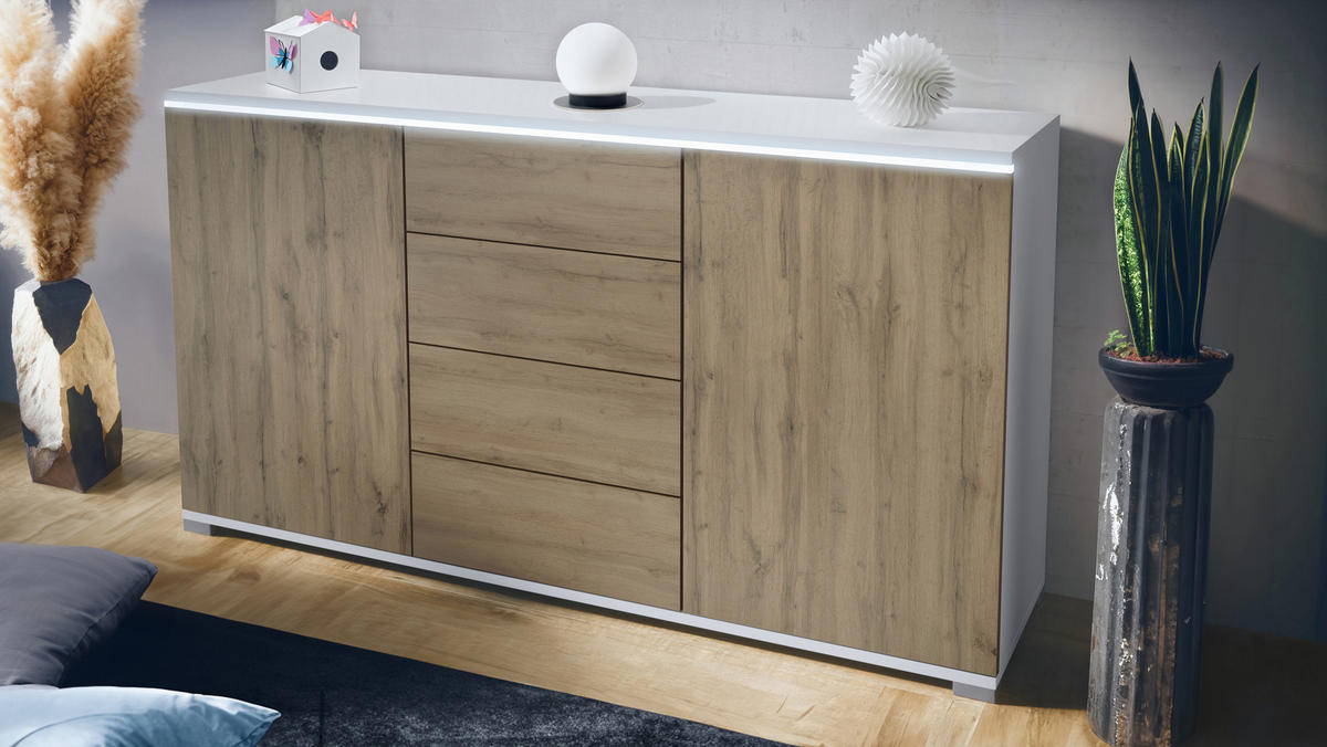 SIDEBOARD Faro Eiche Evoke - Eiche San Remo, Holzwerkstoff (138.5/75.5/35cm) - Vladon
