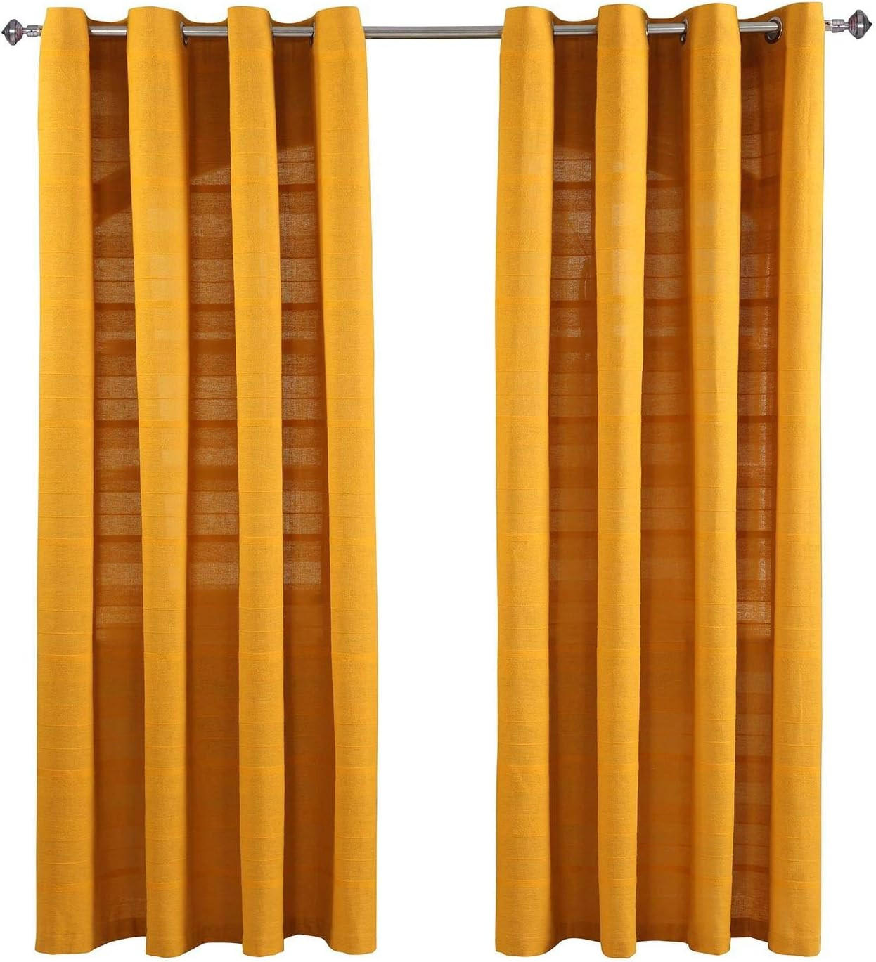 ÖSENVORHANG Rajput blickdicht 2er-Set, 137/137 cm - Currygelb, Textil (137/137cm) - Homescapes