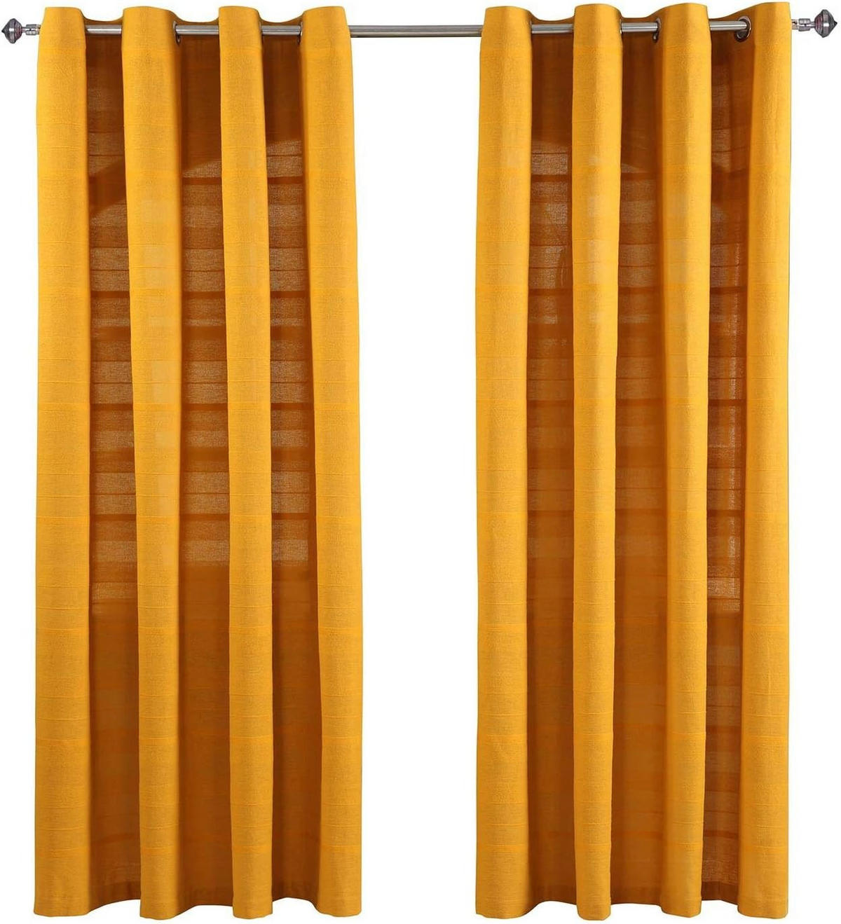 ÖSENVORHANG Rajput blickdicht 2er-Set, 137/137 cm - Currygelb, Textil (137/137cm) - Homescapes