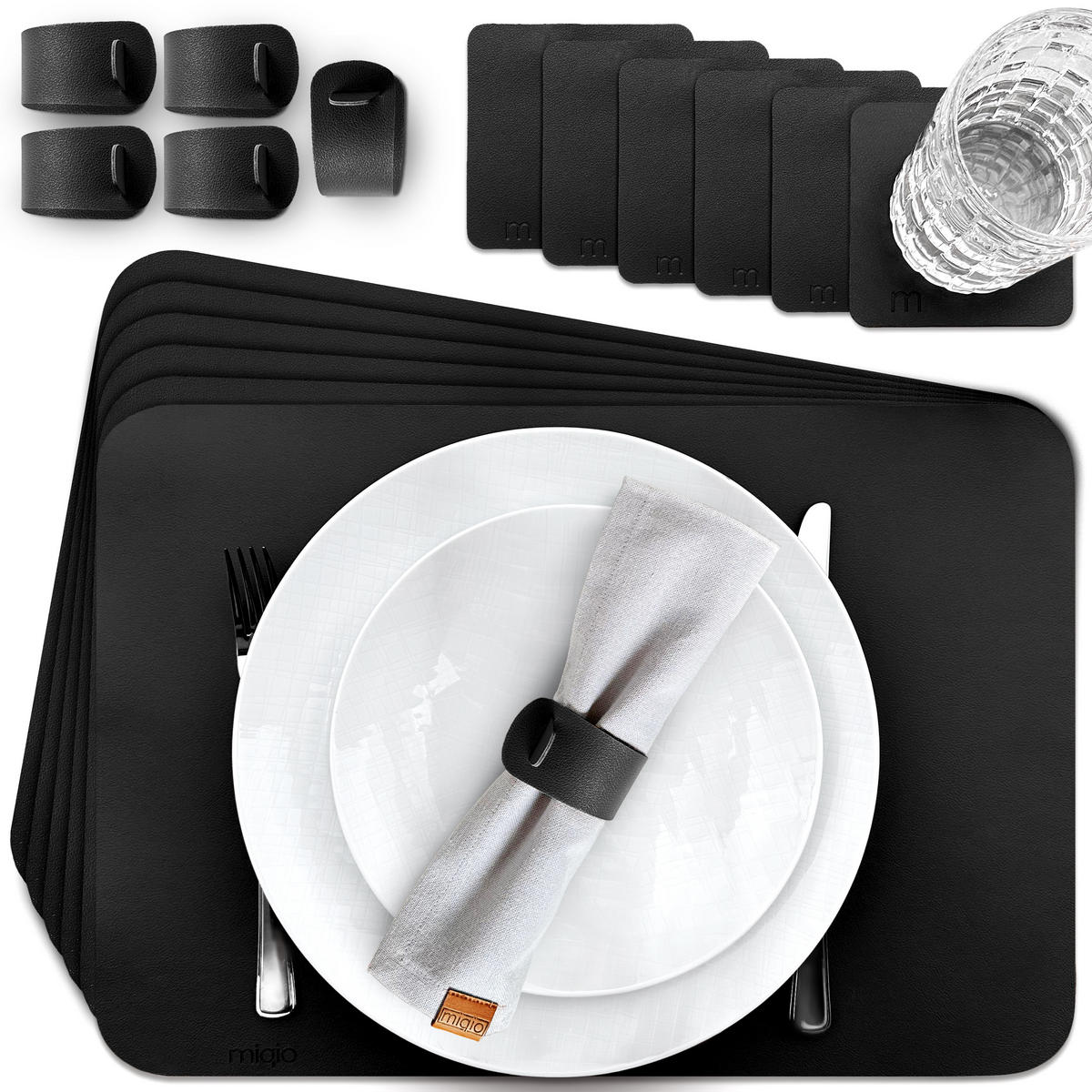 TISCHSETS aus Kunstleder Rechteckig 18 Teile - Cognac, Textil (40/44/3cm) - Miqio Design