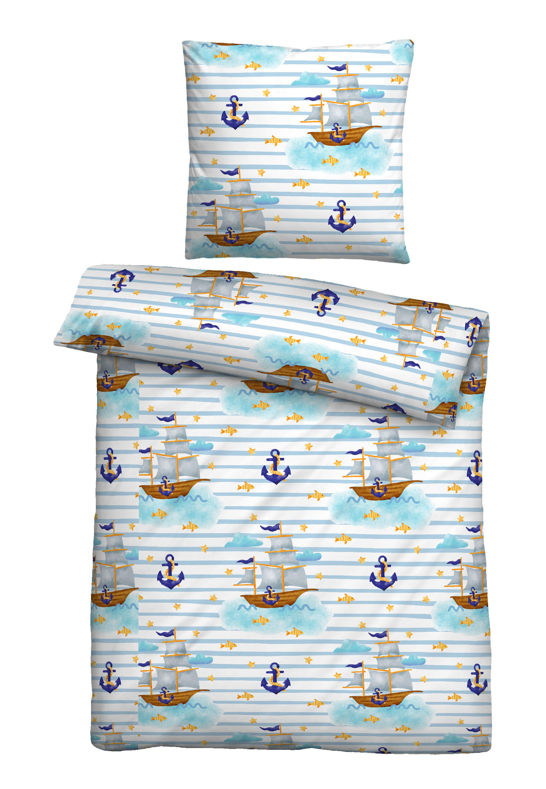 biberna Bettwäsche-Garnitur Hellblau 135x200 cm