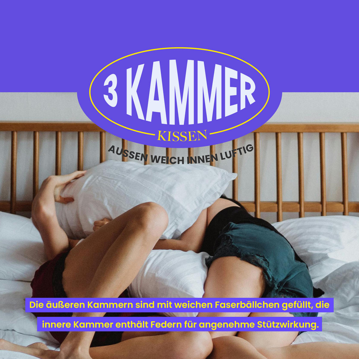 KOPFKISSEN 3-Kammer mit Federfüllung 40 x 80 cm - Weiß, Textil (80/40cm) - Bestlivings