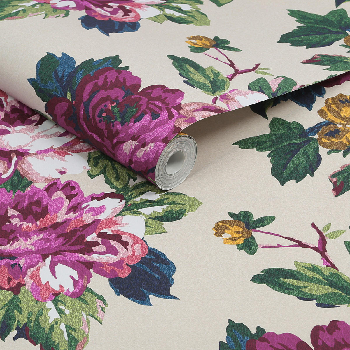 VLIESTAPETE Blumeneinladung 1005x52cm - Lila/Grün, Papier/Kunststoff (52/1000cm) - Joules