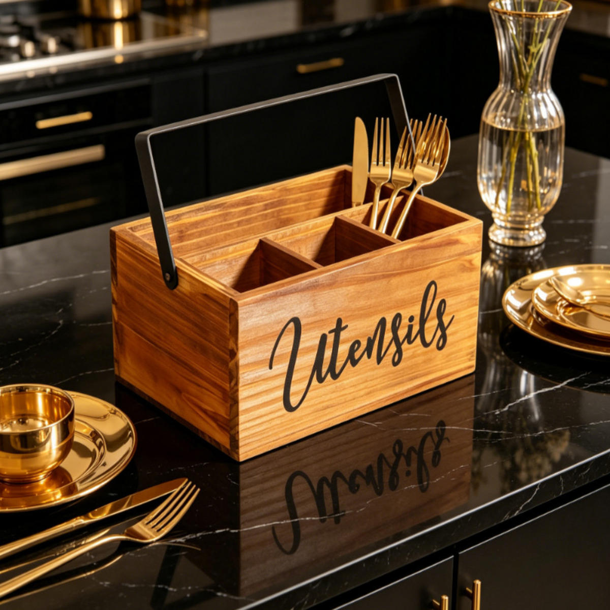 BESTECKAUFBEWAHRUNGSBOX, Bambus, Braun, 22 x 15 x 11 cm - Braun, Holz (15/11/22cm) - Authentics