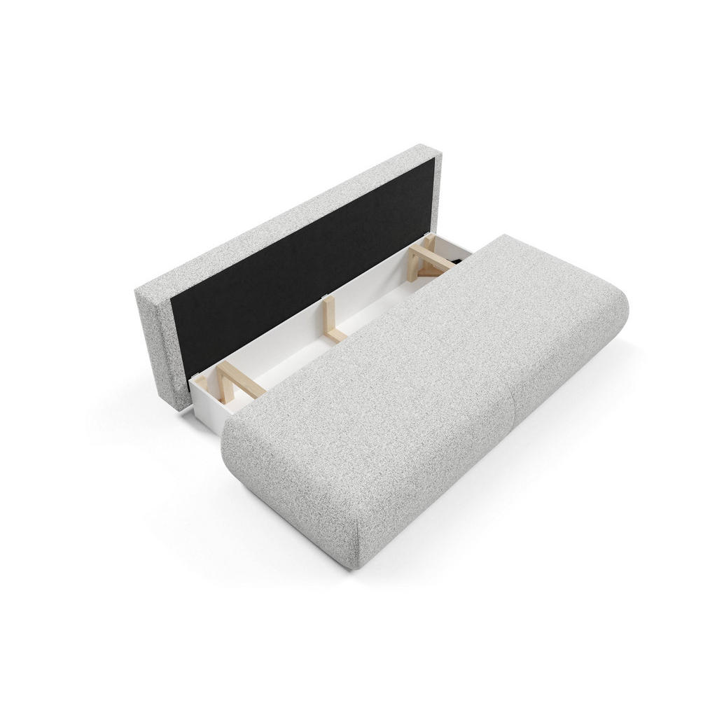 Thumbnail - Masseno Bettsofa, Hellgrau, Holz, 3-Sitzer, 214x74x100 cm, Wohnzimmer, Sofas & Couches, Schlafsofas