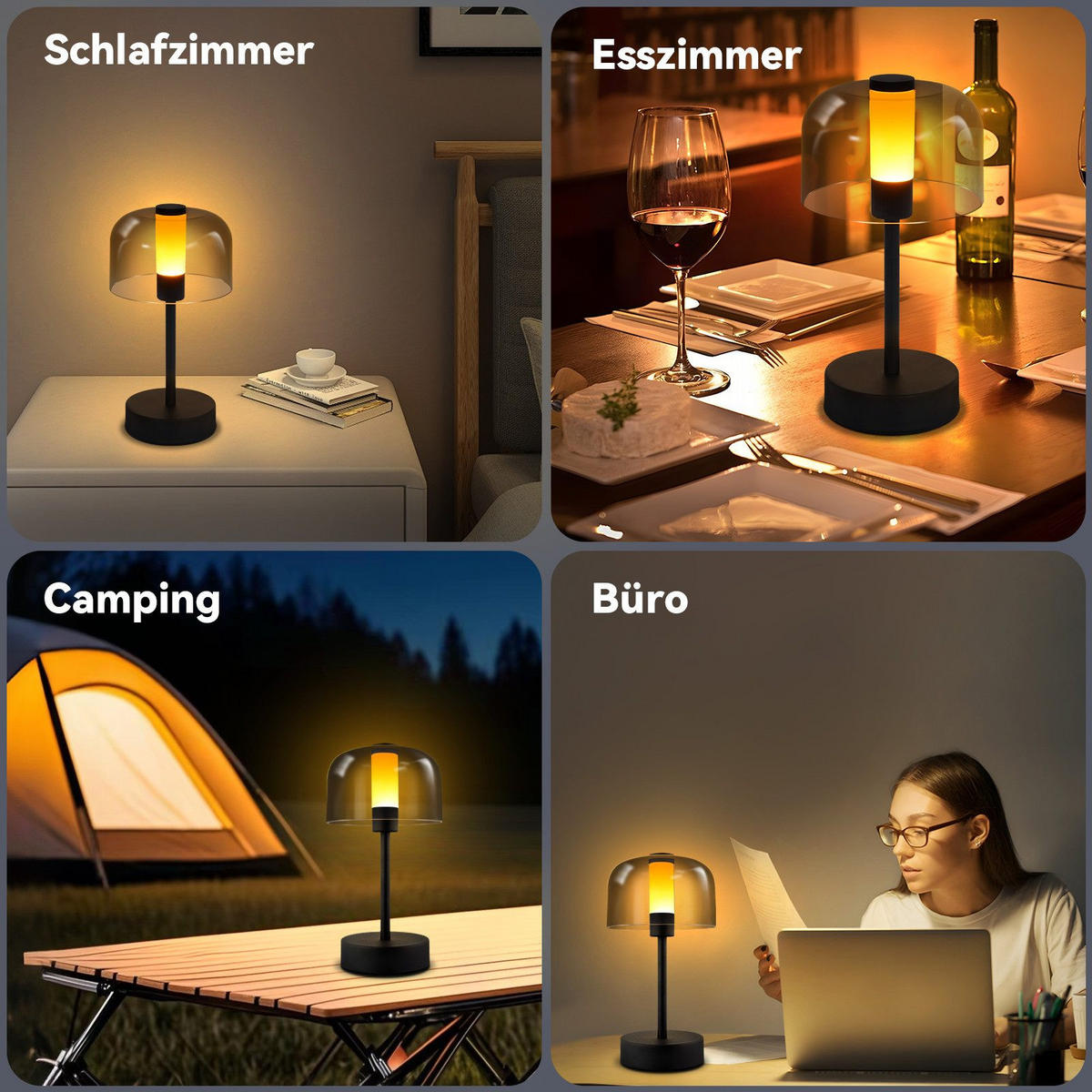 LED stolní lampa, 24,5/13/13 cm - černá, kov (24.5/13/13cm) - Nettlife