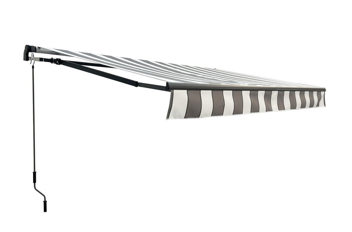 GELENKARMMARKISE Insbruk 300x200cm Grau-Weiß Balkonmarkise Gelenkmarkise - Grau, Kunststoff (295/20/200cm) - DELUKE