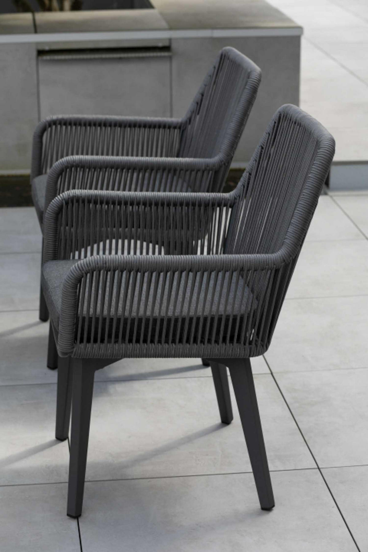 GARTENMÖBELSET Diningsessel Marbella mit Tisch Granada 180 x 90 cm - Grau, Metall - Mr. Deko