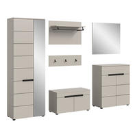 GARDEROBE Nova 5-tlg. (B/H/T: ca. 255/190/37 cm) in Basalt grau/weiß - Kaschmir, Holzwerkstoff (255/190/37cm) - Homes & Jones