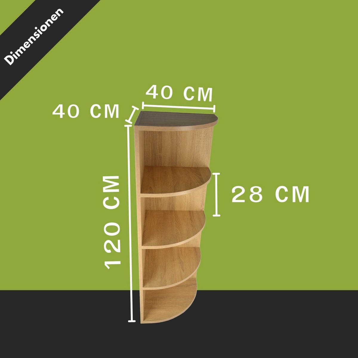 ECKREGAL CORNER 120 Holz Natur 4 Etagen 40/40/120 cm - Naturfarben, Holzwerkstoff (40/120/40cm) - Coemo