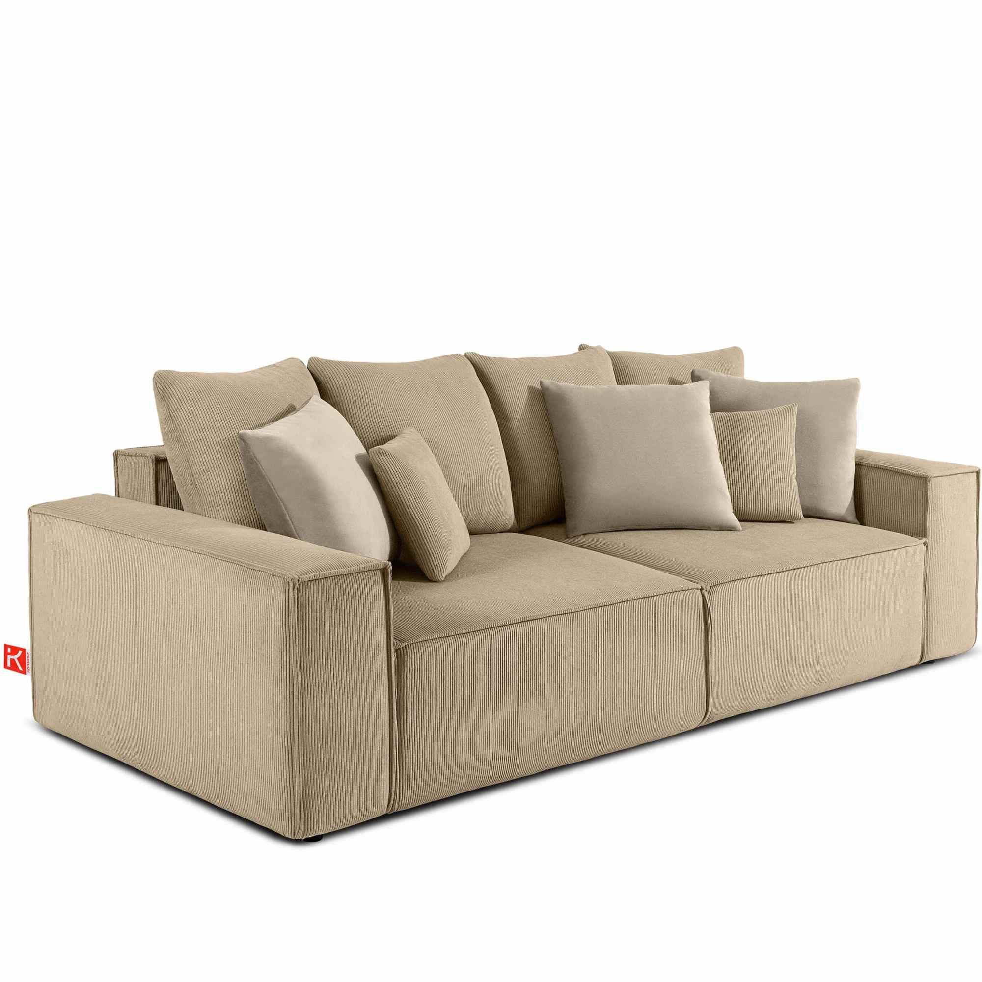 SCHLAFSOFA NAPI III 3-sitzer mit Kissen,Creme - Creme, Holz/Textil (244/89/101cm) - KONSIMO®