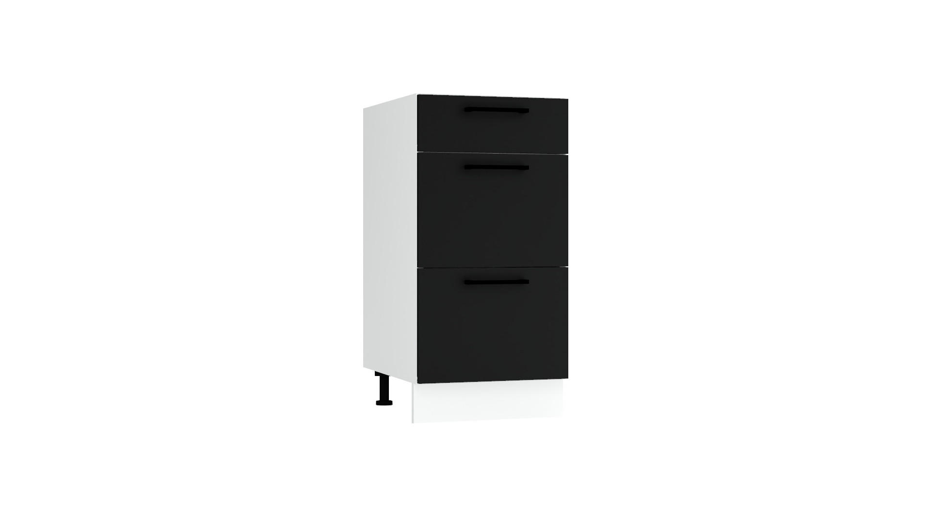 UNTERSCHRANK D40S3 - Morvex - 3 Schubladen für effiziente Organisation - Schwarz, Holz/Metall (40/82/52.4cm) - ROYAL24_MARKT
