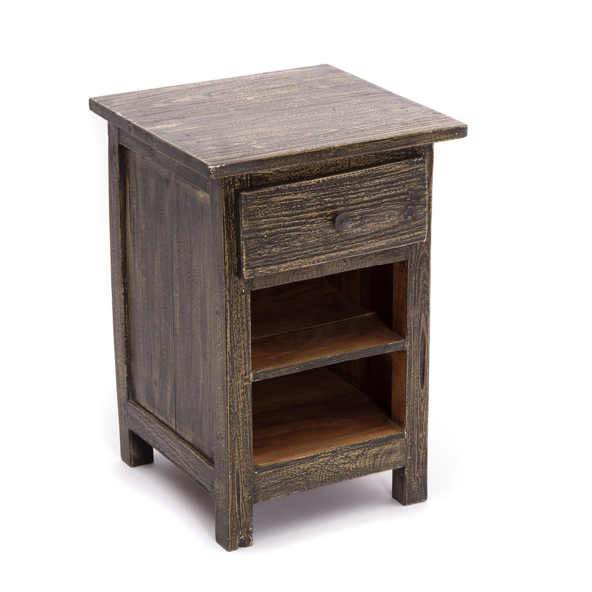 NACHTTISCH Ben Mahagoni Massivholz, mit Schublade und 2 Fächern rustic braun - Braun, Holz (38/55/38cm) - CREEDWOOD