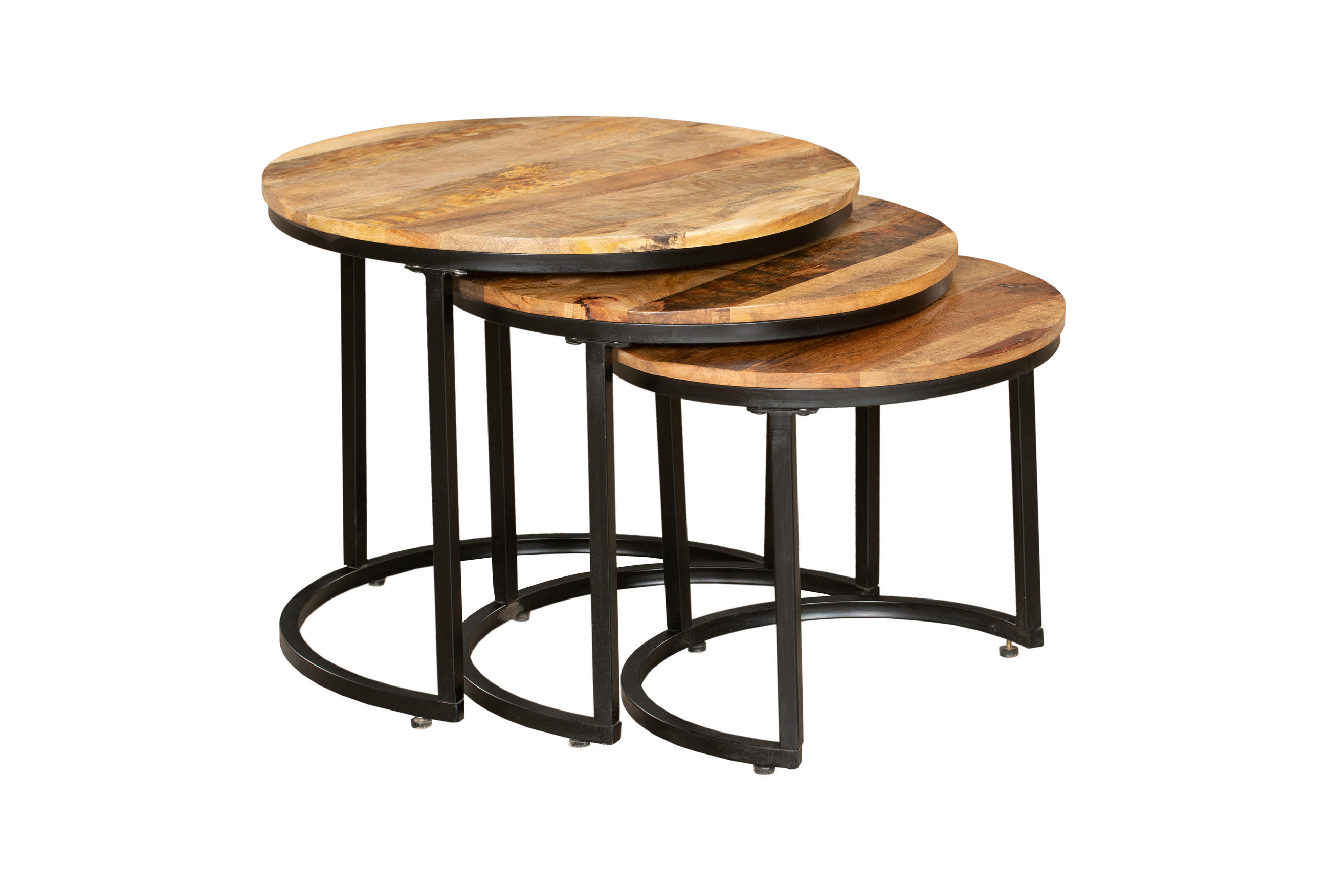 BEISTELLTISCH Heinz 3er Set Mangoholz Braun 50x60x60cm - Braun, Holz (60/60/50cm) - DELUKE