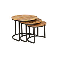 BEISTELLTISCH Heinz 3er Set Mangoholz Braun 50x60x60cm - Braun, Holz (60/60/50cm) - DELUKE