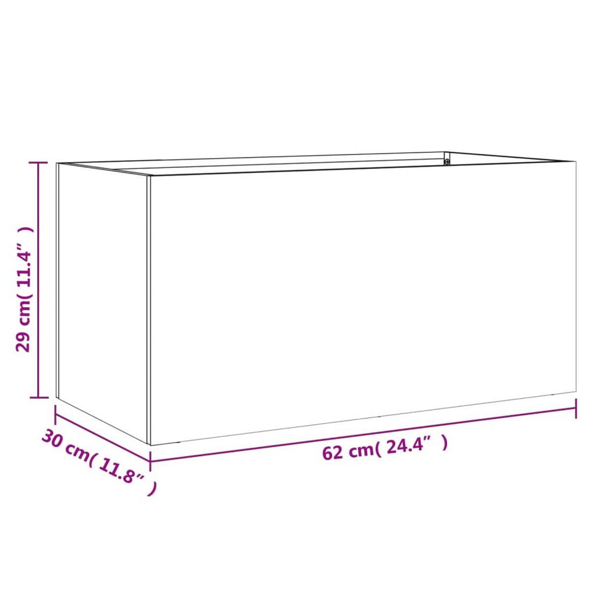 PFLANZKÜBEL Anthrazit 62/30/29 Cm Stahl - Anthrazit, Metall (62/29/30cm) - vidaXL