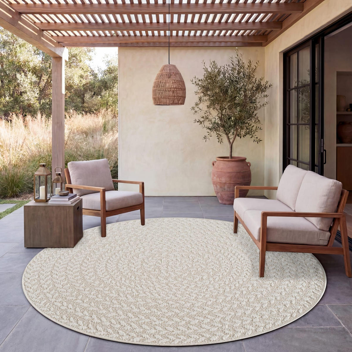 OUTDOORTEPPICH 200/200 cm Waregem 630 - Creme, Kunststoff (200/200cm) - Paco Home